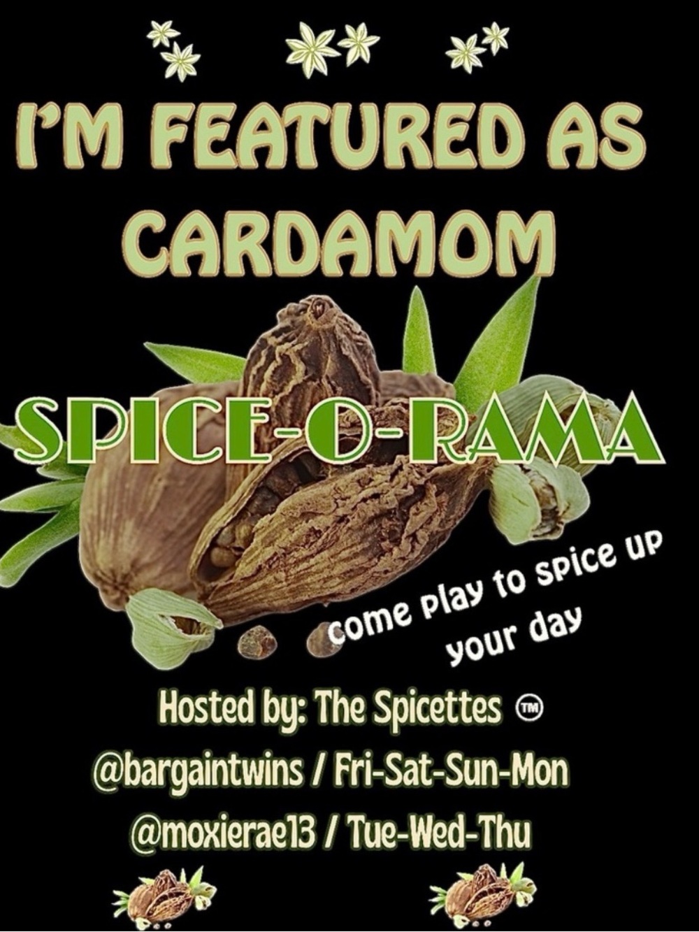 🌶️ I’m Featured as CARDAMOM 🌶️ on Spice-O-Rama Daily Share Game 6/27 🪩